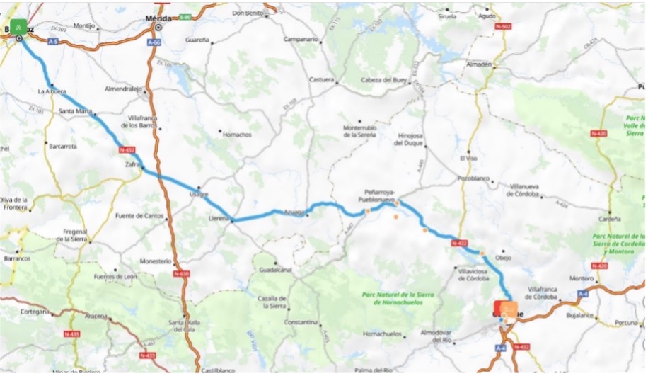 Mapa zona Jaén - Carretera de Badajoz