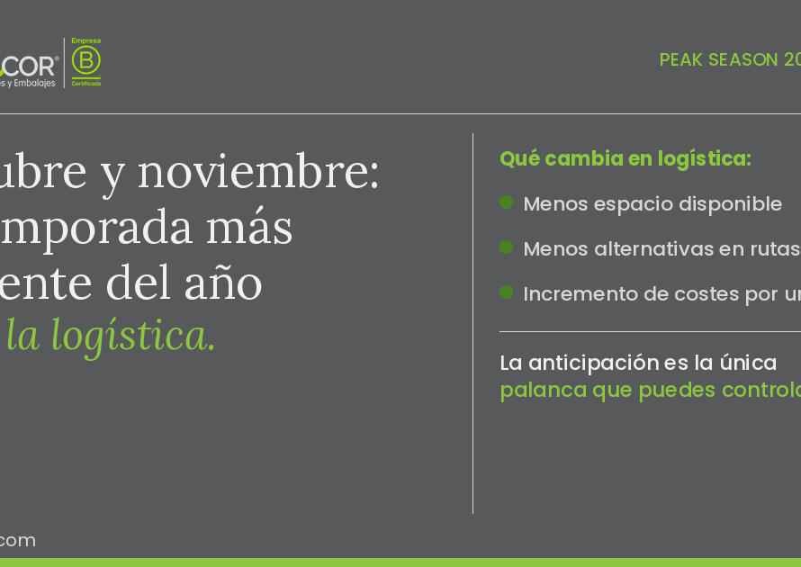 Peak Season logística octubre noviembre planificación embalaje